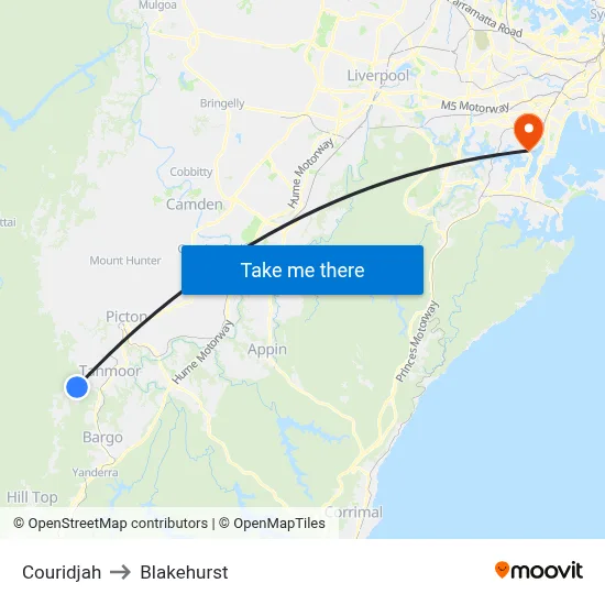 Couridjah to Blakehurst map