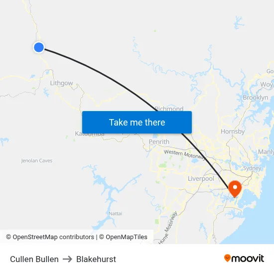 Cullen Bullen to Blakehurst map