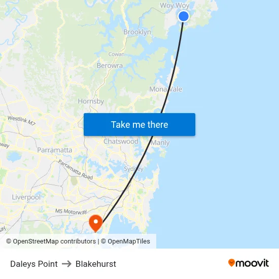 Daleys Point to Blakehurst map