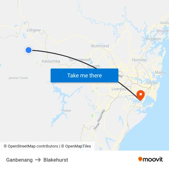 Ganbenang to Blakehurst map