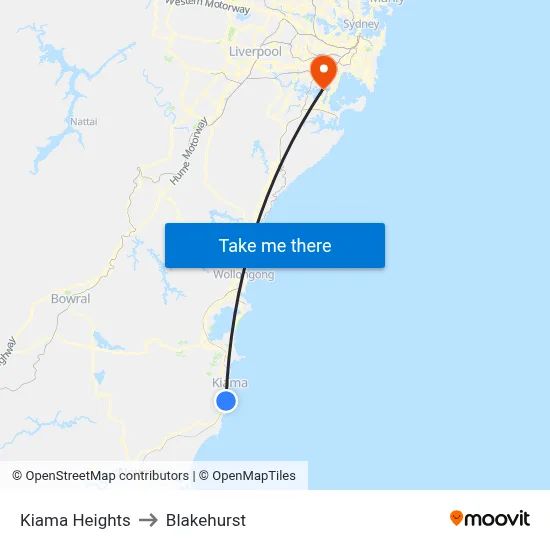 Kiama Heights to Blakehurst map
