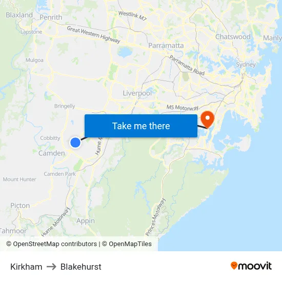 Kirkham to Blakehurst map