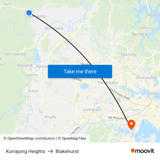 Kurrajong Heights to Blakehurst map