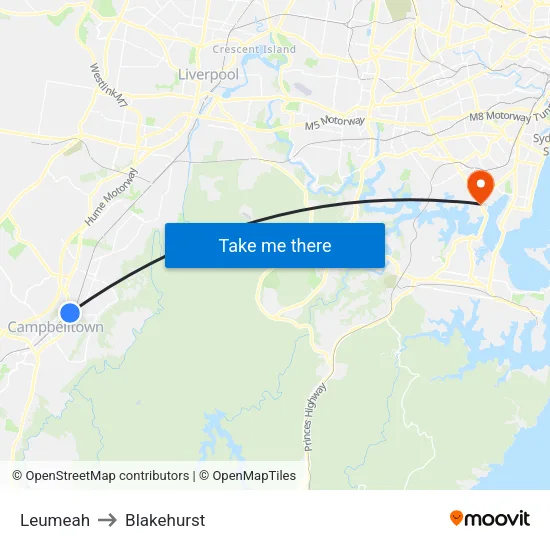 Leumeah to Blakehurst map