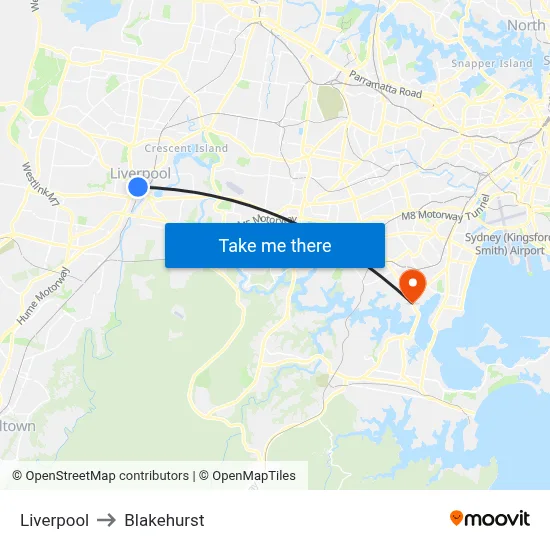 Liverpool to Blakehurst map