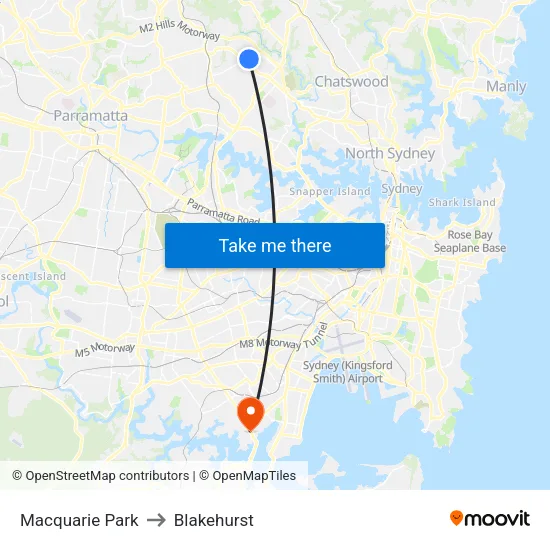 Macquarie Park to Blakehurst map