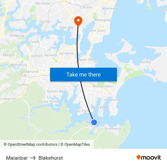 Maianbar to Blakehurst map