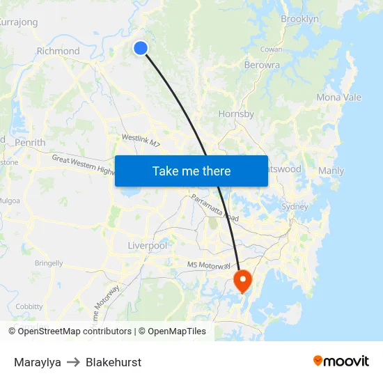 Maraylya to Blakehurst map