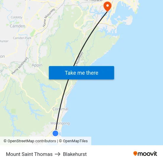 Mount Saint Thomas to Blakehurst map