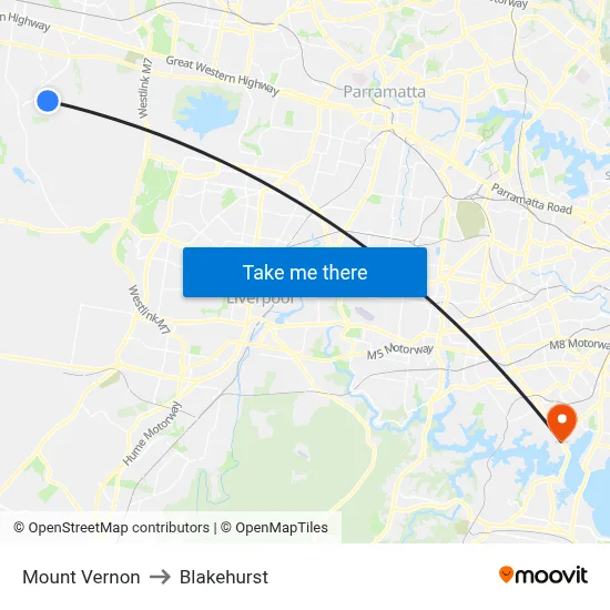 Mount Vernon to Blakehurst map