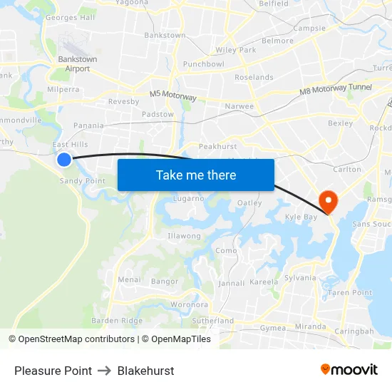 Pleasure Point to Blakehurst map