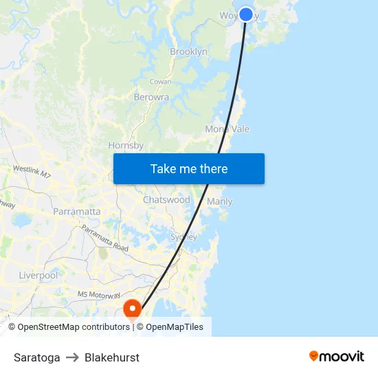 Saratoga to Blakehurst map