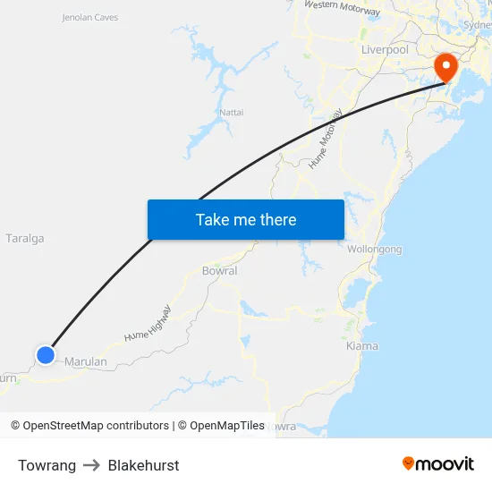 Towrang to Blakehurst map