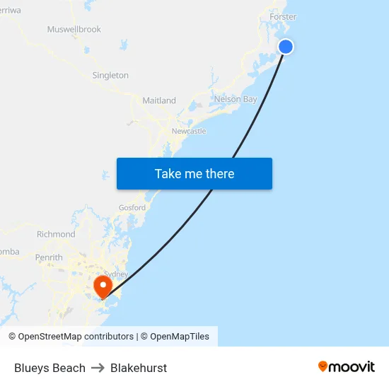 Blueys Beach to Blakehurst map