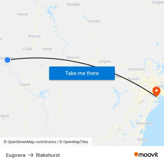 Eugowra to Blakehurst map