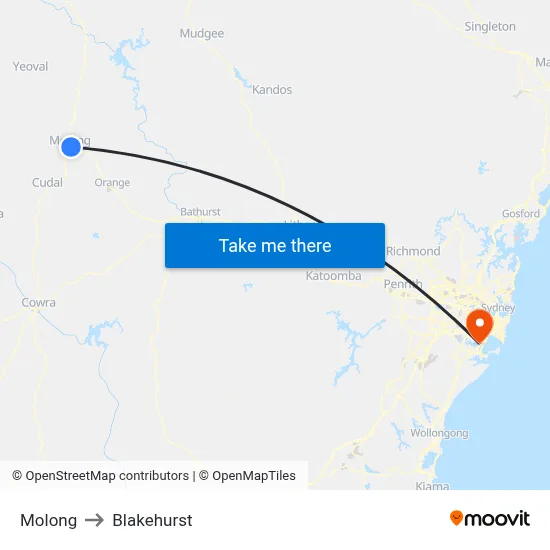 Molong to Blakehurst map