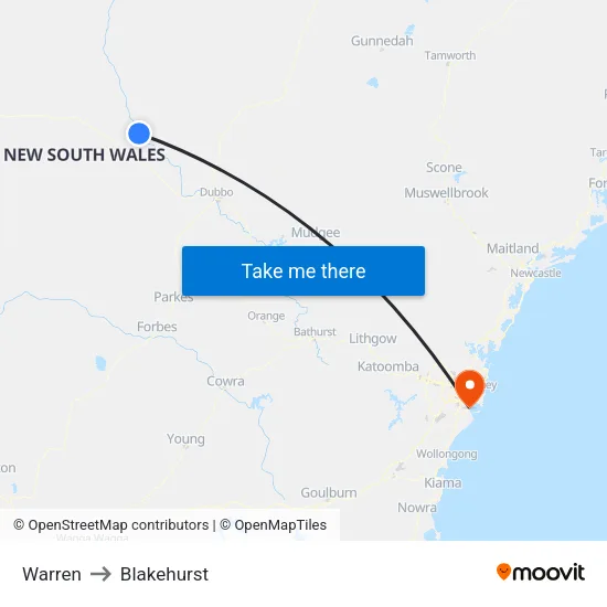 Warren to Blakehurst map