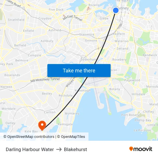 Darling Harbour Water to Blakehurst map