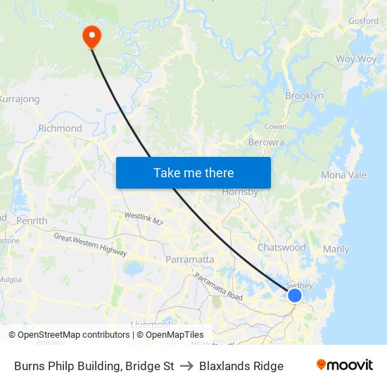 Burns Philp Building, Bridge St to Blaxlands Ridge map