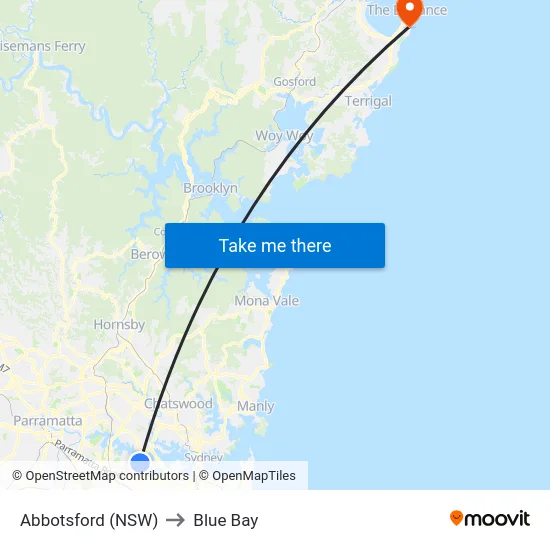 Abbotsford (NSW) to Blue Bay map