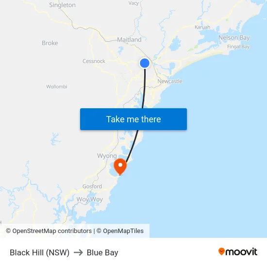 Black Hill (NSW) to Blue Bay map