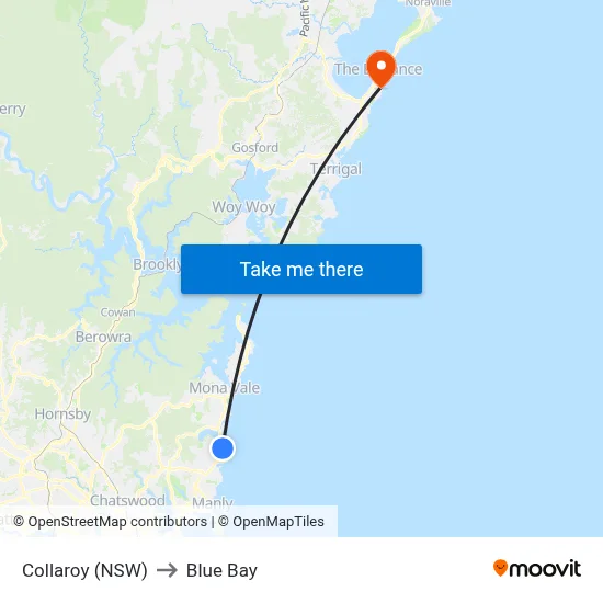 Collaroy (NSW) to Blue Bay map