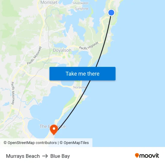 Murrays Beach to Blue Bay map