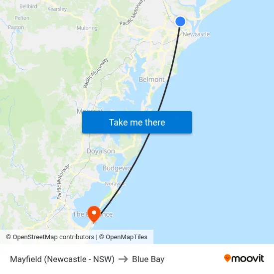 Mayfield (Newcastle - NSW) to Blue Bay map
