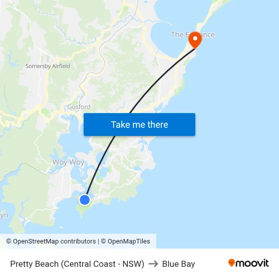 Pretty Beach (Central Coast - NSW) to Blue Bay map