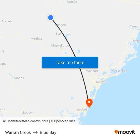 Warrah Creek to Blue Bay map