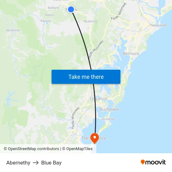 Abernethy to Blue Bay map