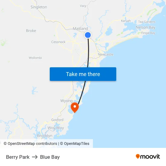 Berry Park to Blue Bay map