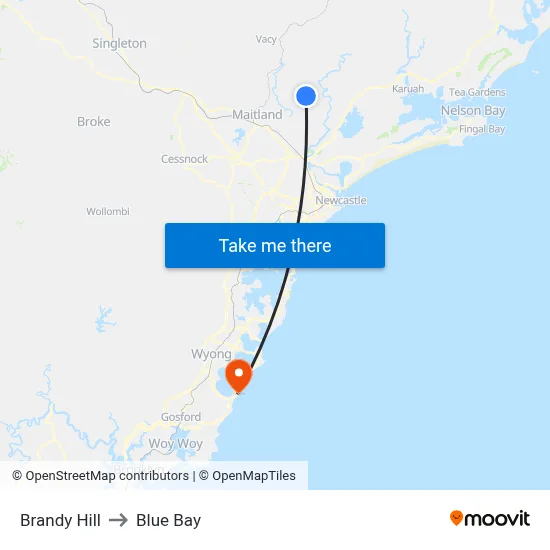 Brandy Hill to Blue Bay map