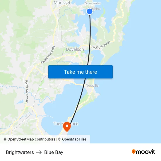 Brightwaters to Blue Bay map