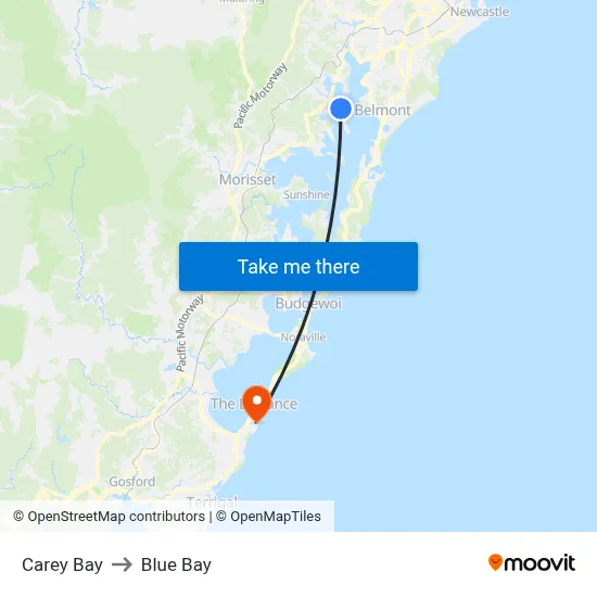 Carey Bay to Blue Bay map
