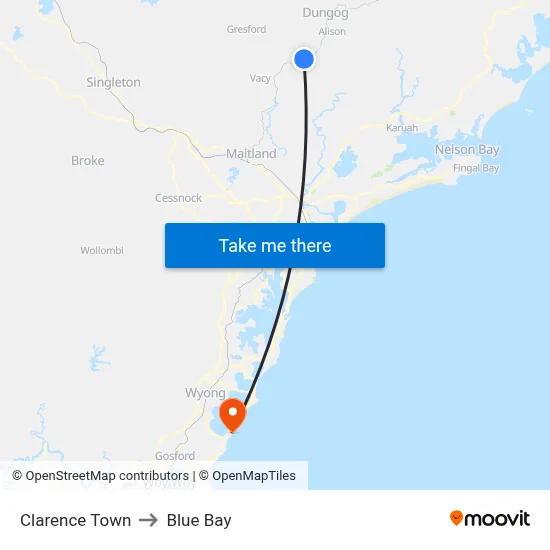 Clarence Town to Blue Bay map