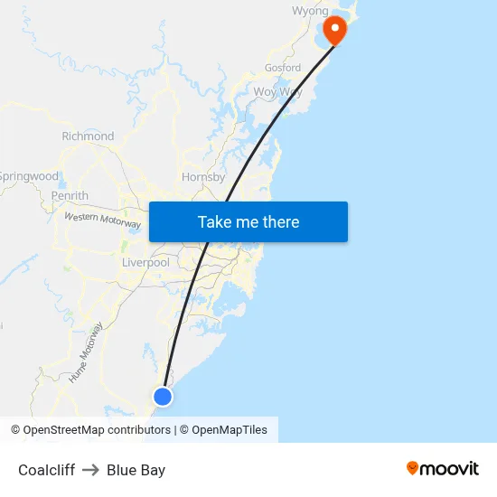 Coalcliff to Blue Bay map