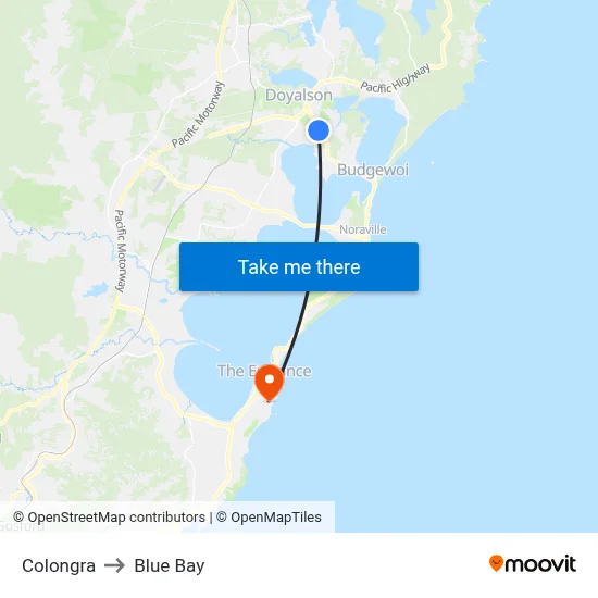 Colongra to Blue Bay map
