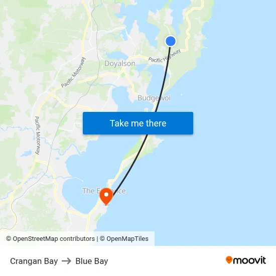 Crangan Bay to Blue Bay map