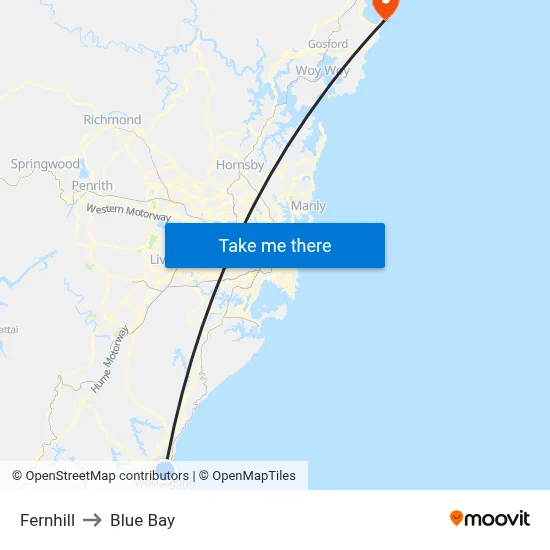 Fernhill to Blue Bay map