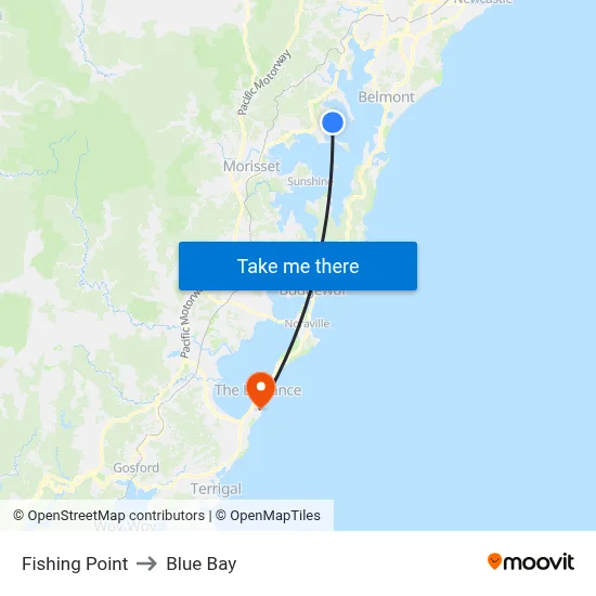 Fishing Point to Blue Bay map