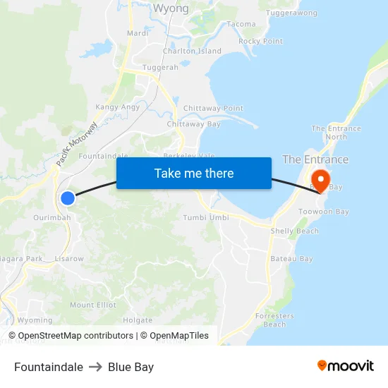 Fountaindale to Blue Bay map