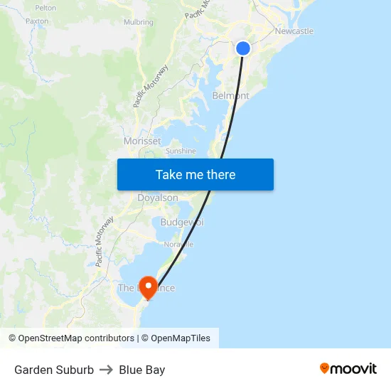 Garden Suburb to Blue Bay map