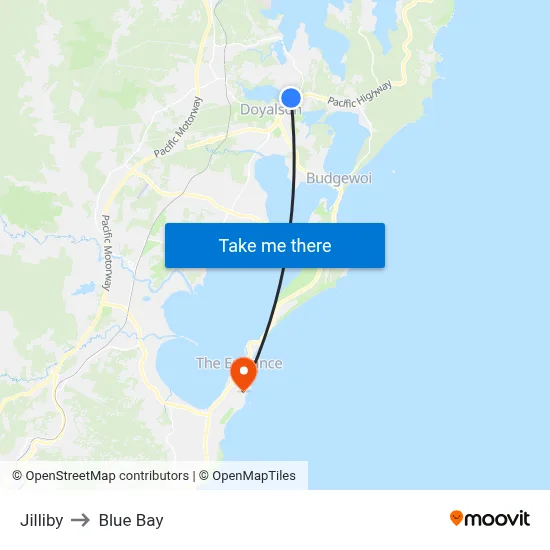 Jilliby to Blue Bay map