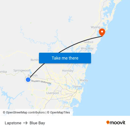 Lapstone to Blue Bay map