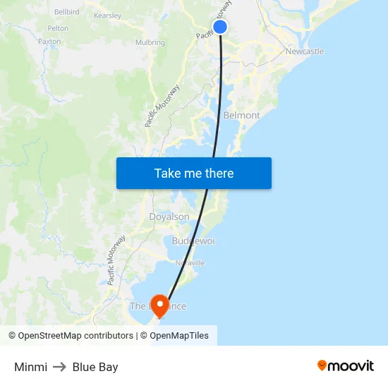 Minmi to Blue Bay map