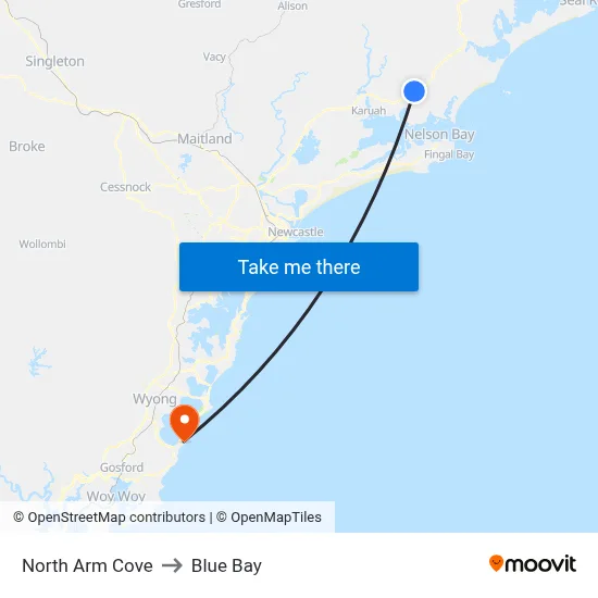 North Arm Cove to Blue Bay map