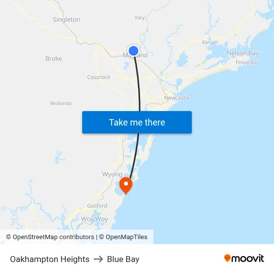 Oakhampton Heights to Blue Bay map