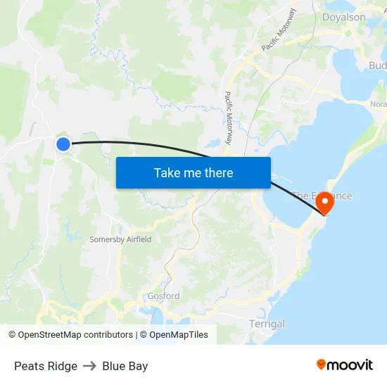 Peats Ridge to Blue Bay map
