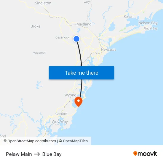 Pelaw Main to Blue Bay map